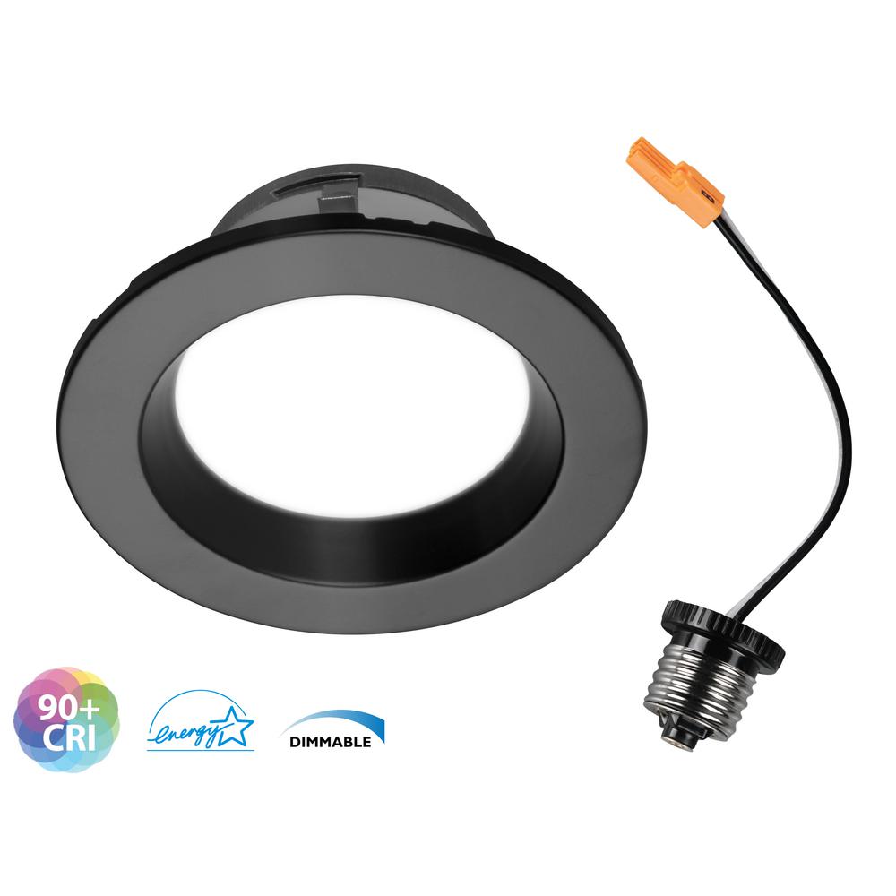 NICOR DLR4 Series 4 in. Black 4000K Integrated LED Recessed Retrofit