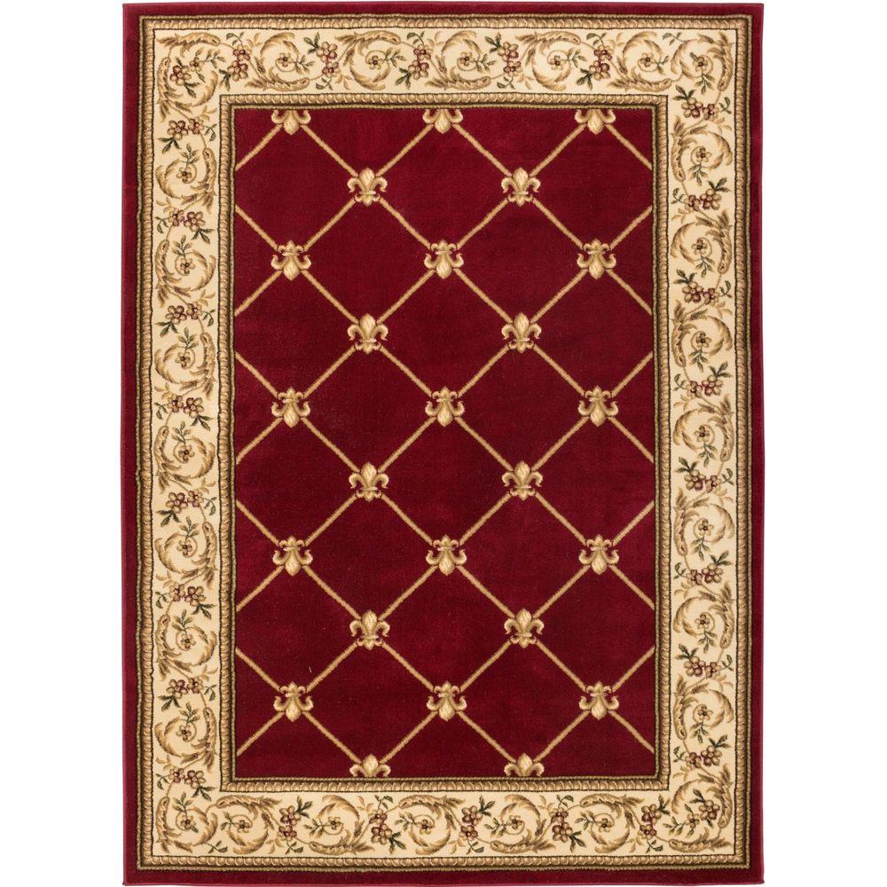 Well Woven Timeless Fleur De Lis Red 3 ft. 11 in. x 5 ft. 3 in. Formal