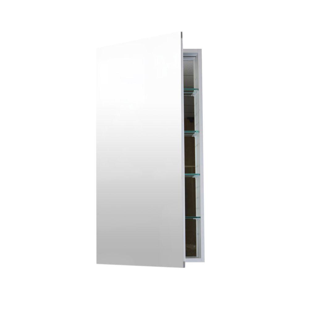16 in. w x 40 in. h x 4 in. d frameless aluminum recessed or surface-mount  bathroom medicine cabinet