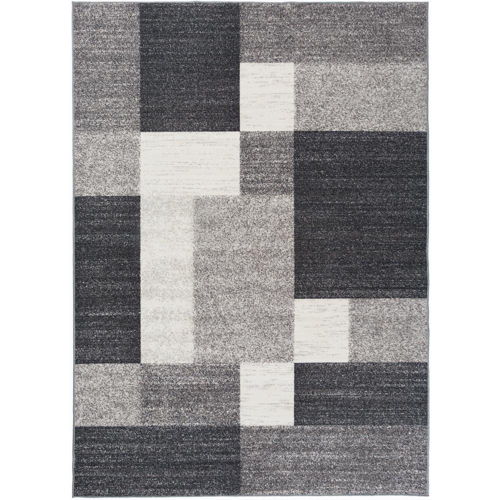 World Rug Gallery Modern Boxes Design Non-Slip (Non-Skid) Gray 3 ft. 3 ...