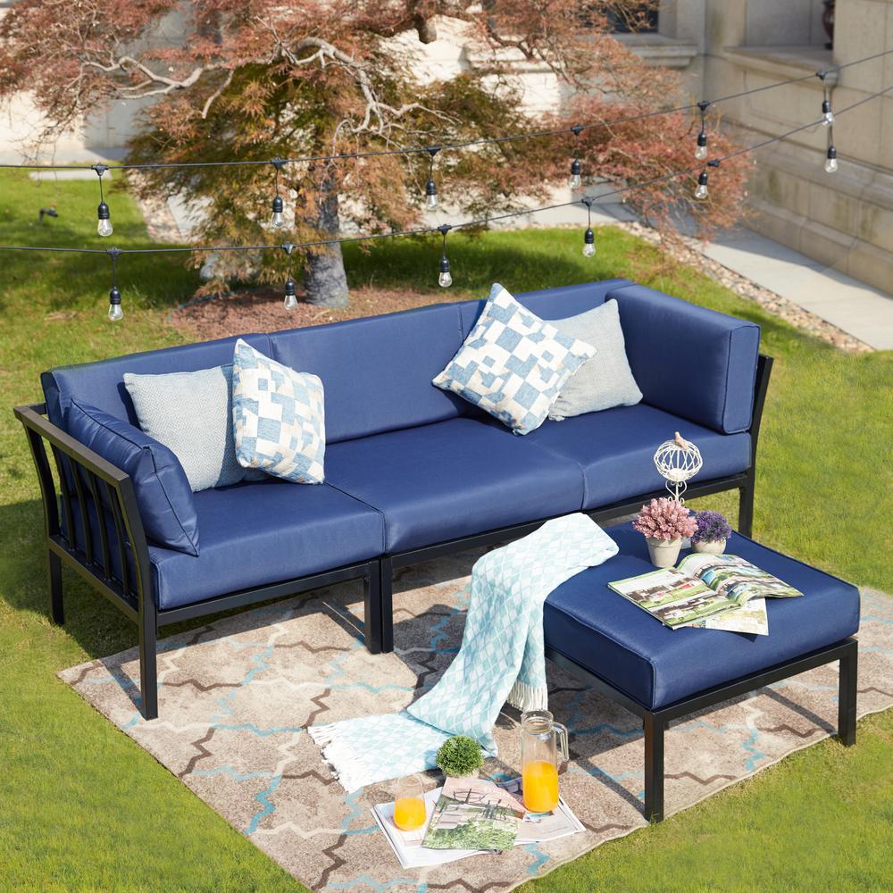 Patio Festival 4-Piece Metal Outdoor Sectional Set with ... Patio Festival 4-Piece Metal Outdoor Sectional Set with ... on Outdoor 4 Piece Sectional id=50949