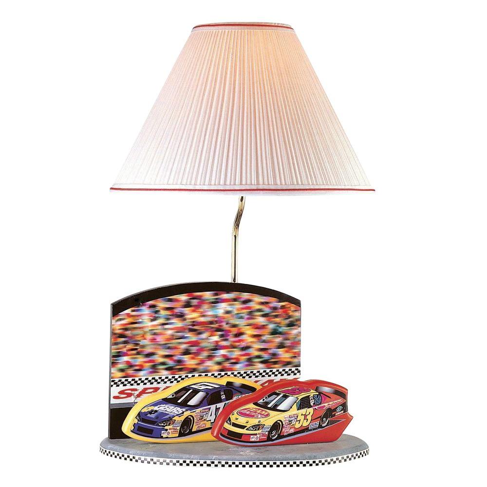 Illumine Designer Collection 21 5 In Multi Color Nascar Table Lamp Illumine Designer Collection 21 5 In Multi Color Nascar Table Lamp With White Fabric Shade
