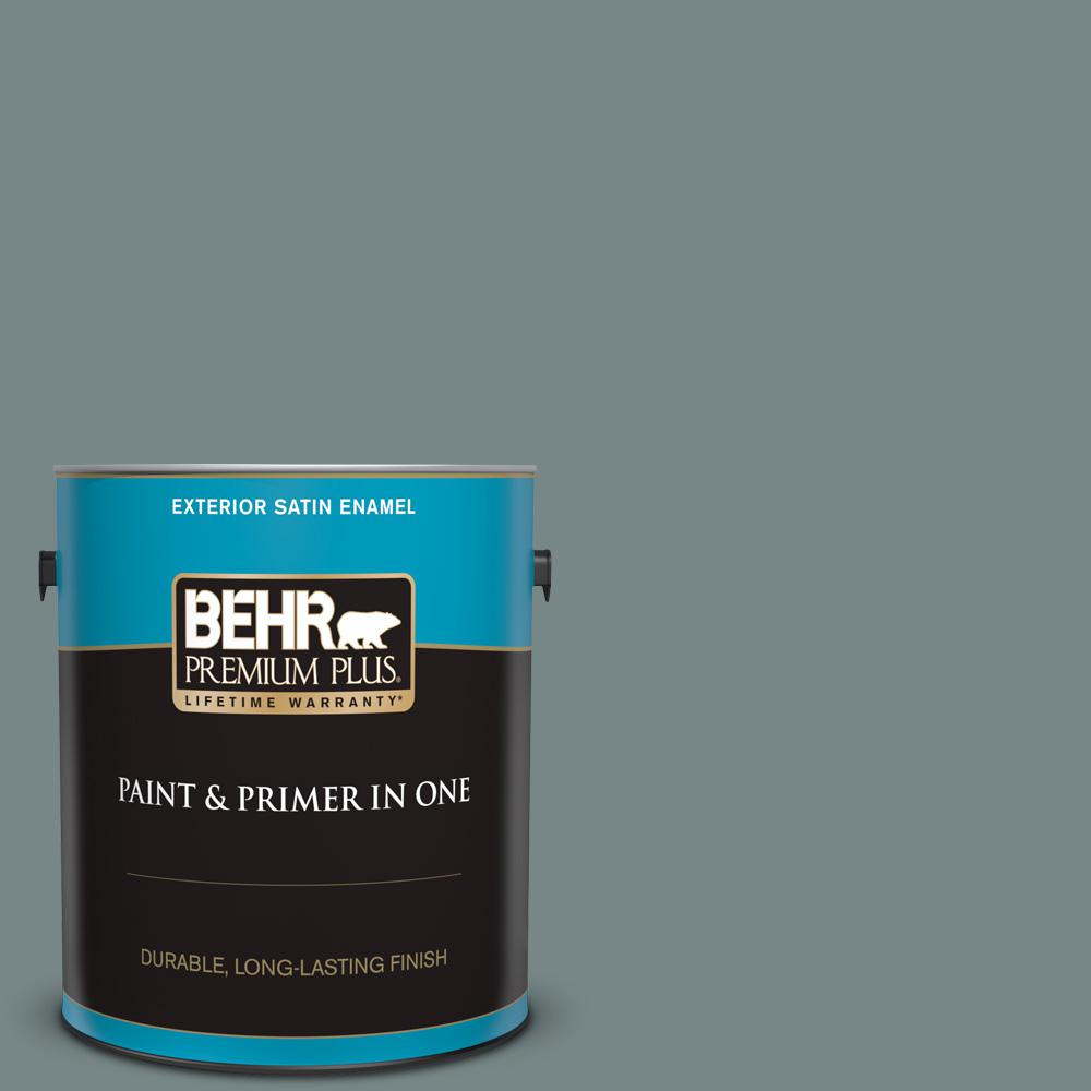 Behr Premium Plus 1 Gal Ppu12 16 Juniper Ash Satin Enamel Exterior Ppu12 16 Juniper Ash Satin Enamel Exterior Paint And Primer In One