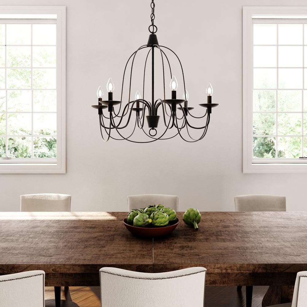 Kenroy Home 93066orb Pannier 6 Light Chandelier Blackened