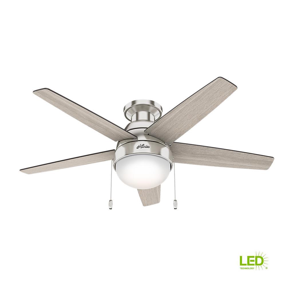 Hunter Parmer 46 In Led Indoor Brushed Nickel Flush Mount Ceiling