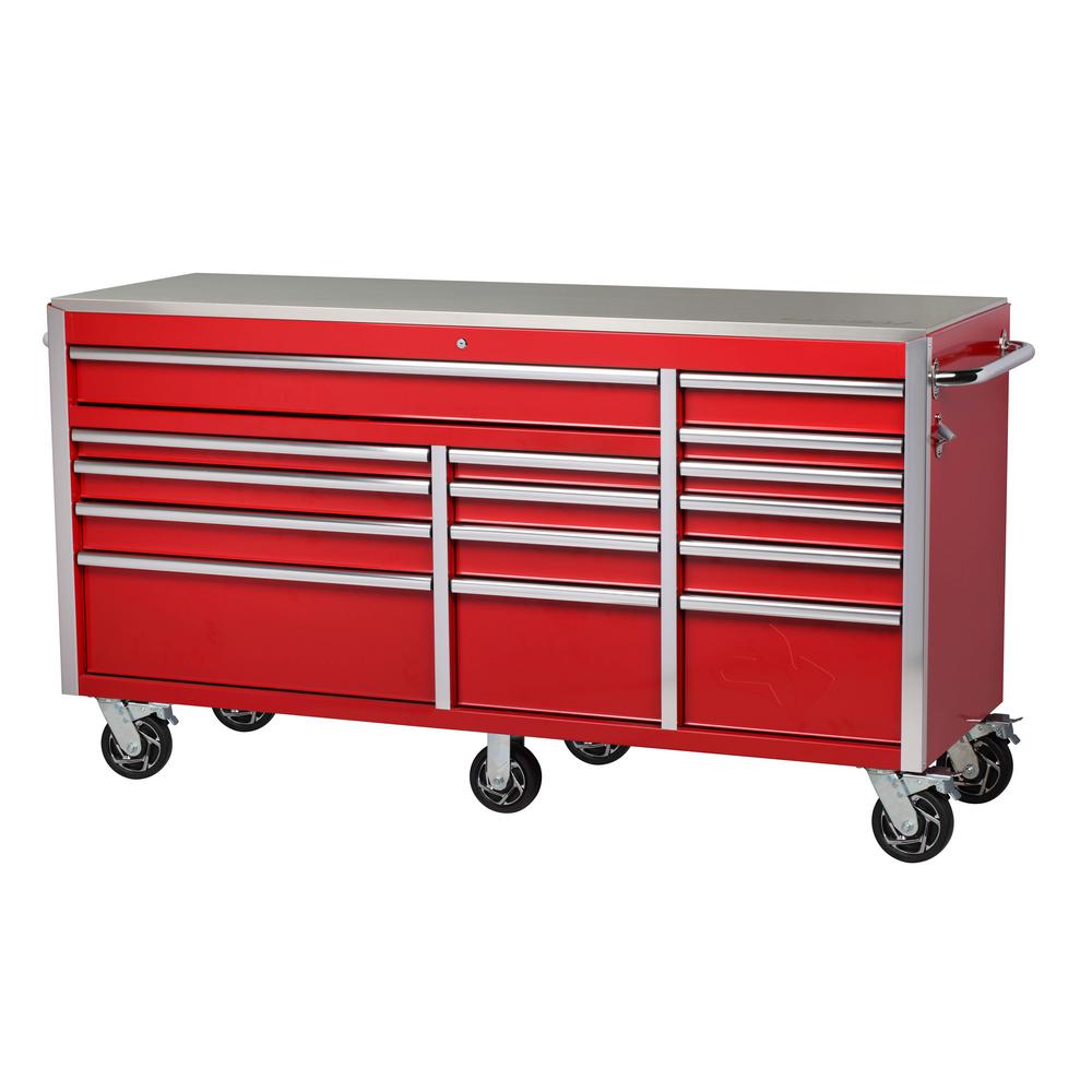 Husky 15 Drawer Mobile Workbench Tool Chest Storage Stainless Steel Top