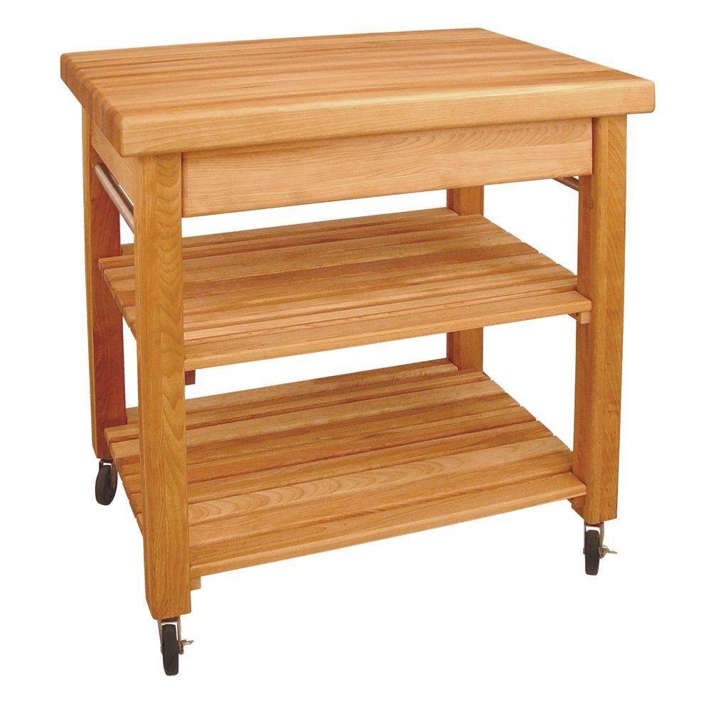 Catskill Craftsmen French Country Natural Wood Kitchen Cart With Storage 1476 The Home Depot