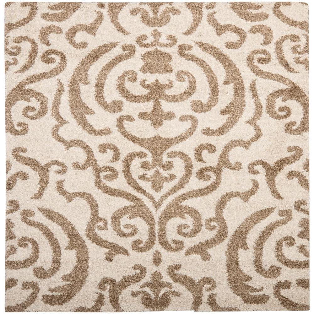 Safavieh Florida Shag Cream/Beige 4 ft. x 4 ft. Square Area RugSG46211134SQ The Home Depot