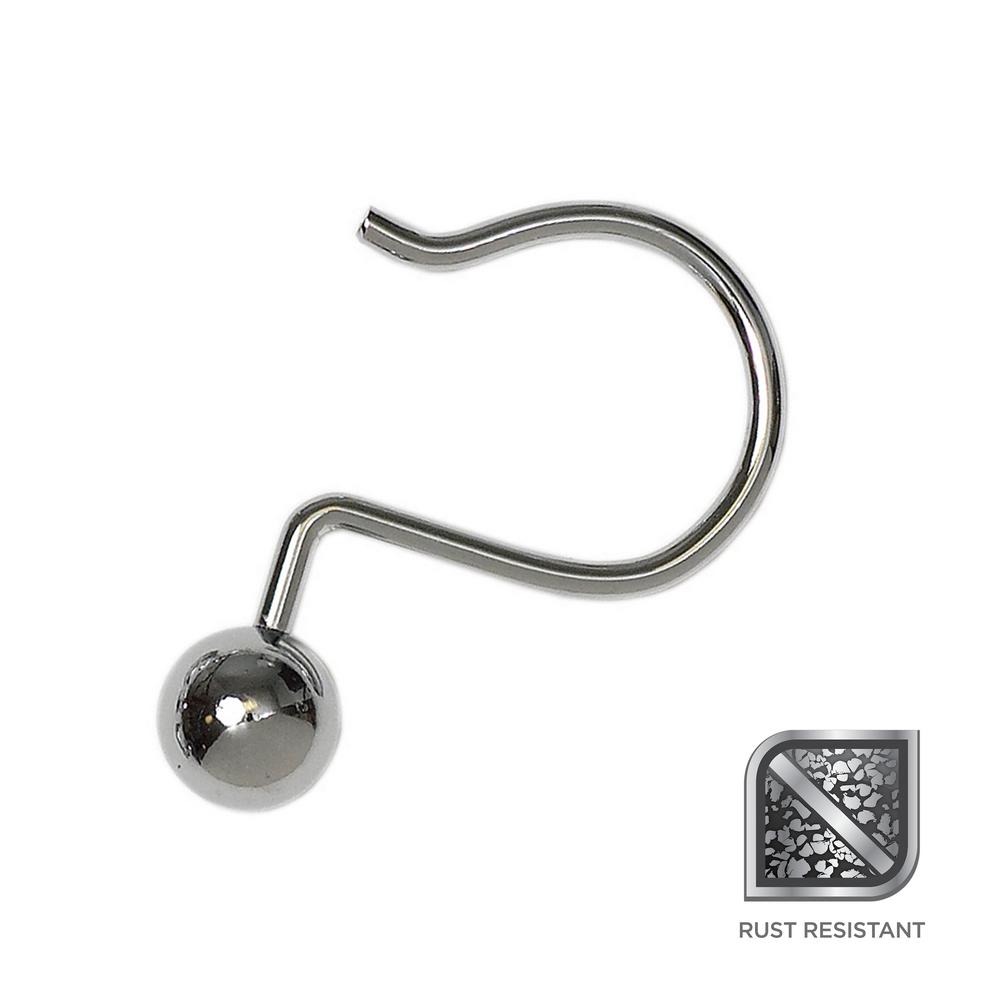 Shower Curtain Hooks Accessories The Home Depot Shower Hooks With Ball End In Chrome 12 Pack