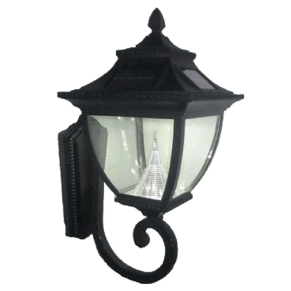Decorative Solar Powered Outdoor Wall Mounted Lighting Pagoda Solar Black Outdoor Wall Lantern