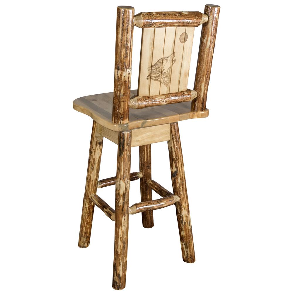 Montana Woodworks Glacier 30 In Laser Engraved Wolf Motif Swivel Laser Engraved Wolf Motif Swivel Bar Stool Mwgcbswsnrlzwolf The Home Depot