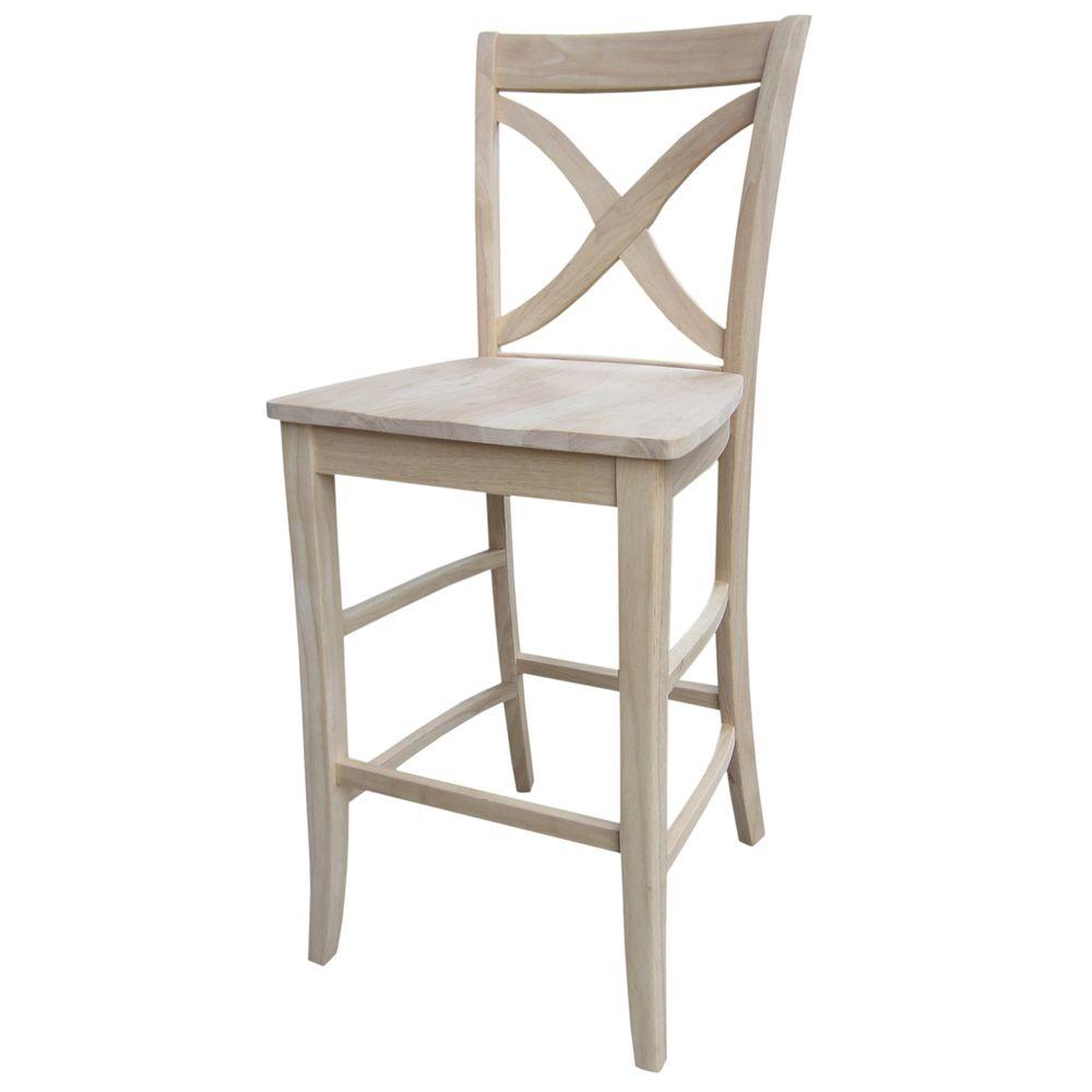 International Concepts Vinyard 24 In Unfinished Wood Bar Stool S 142 The Home Depot