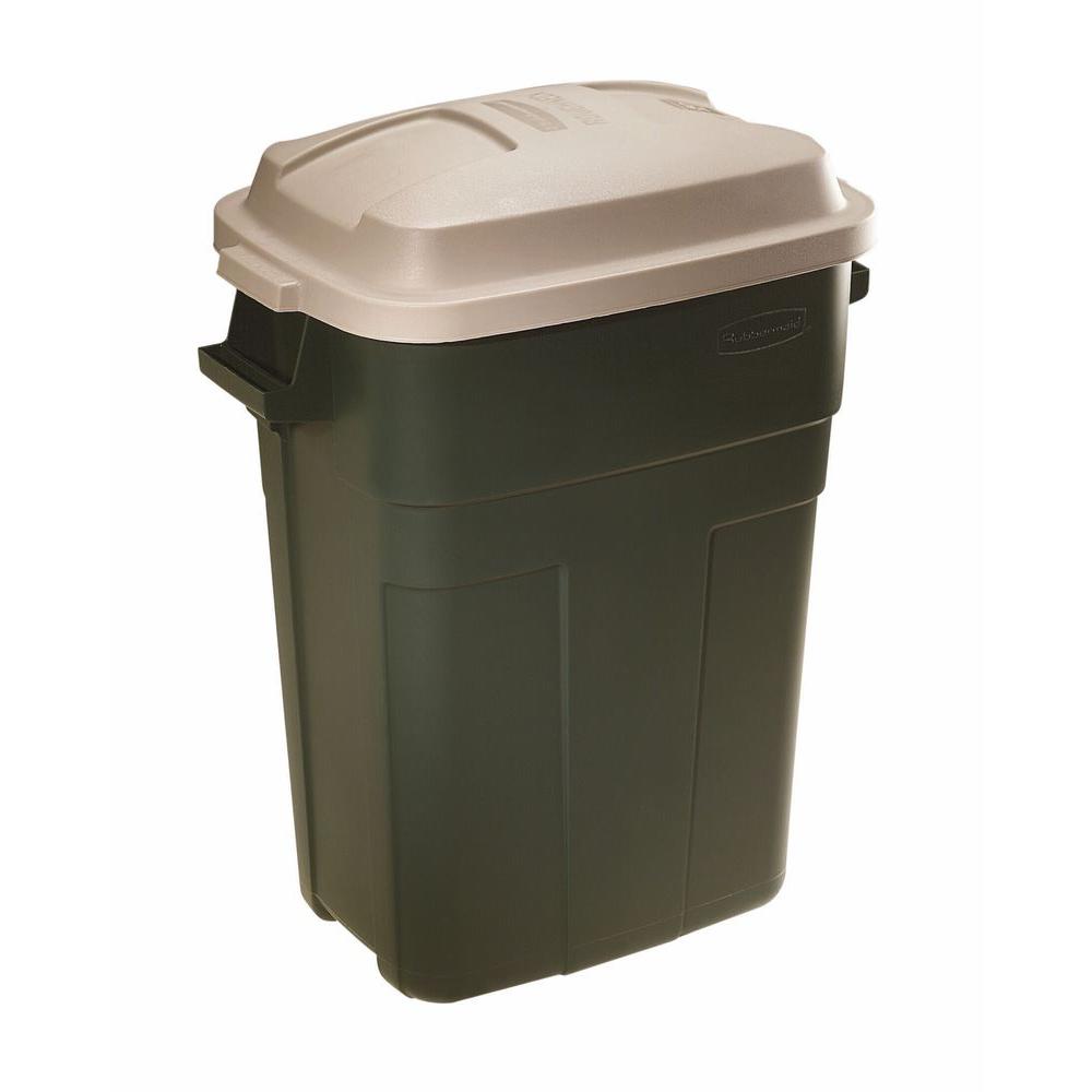 RUBBERMAID Roughneck 30 Gal. Evergreen Trash Can Snap Lid ...