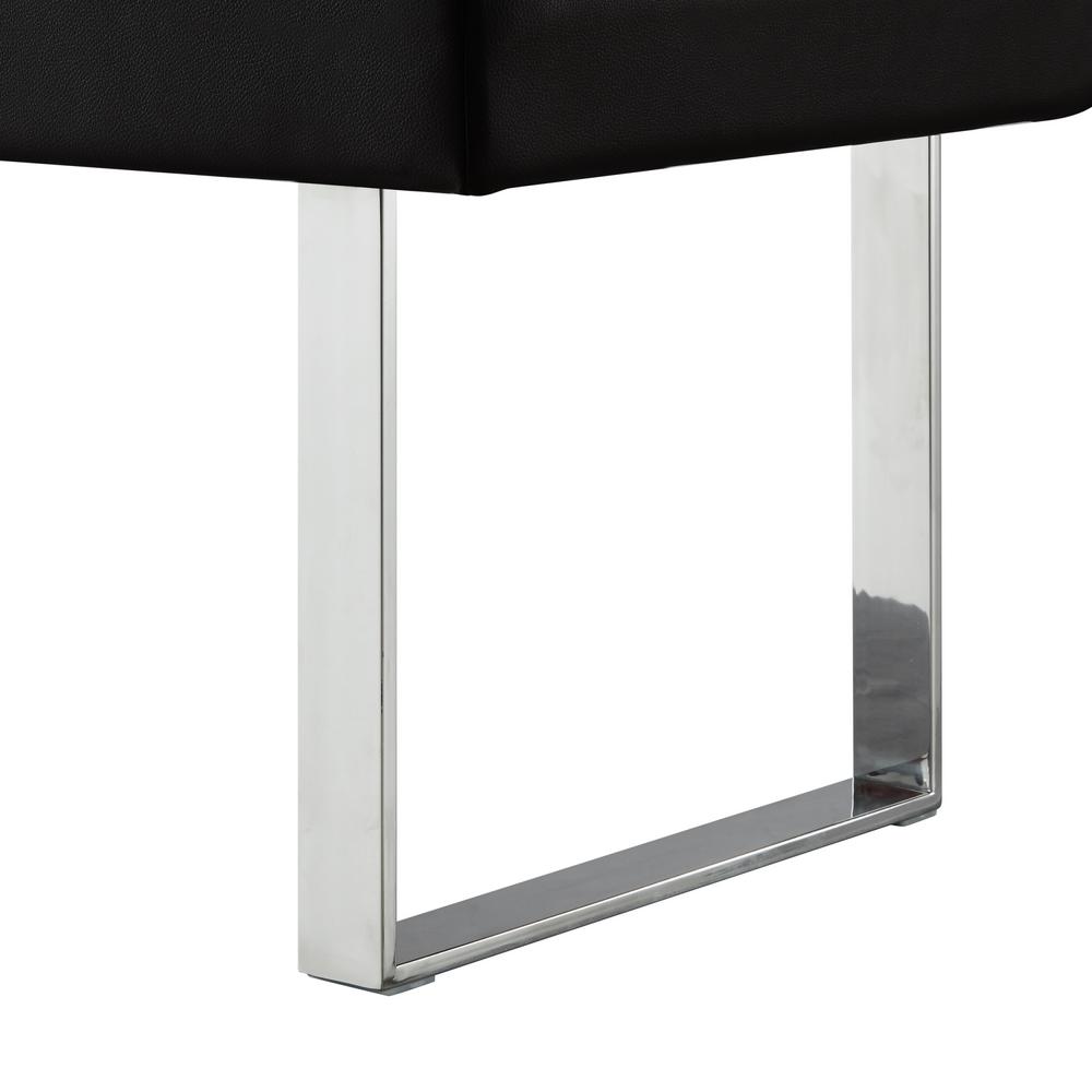 Inspired Home Alonso Black Chrome Pu Leather Bench Square Tufted Pu Leather Bench Square Tufted