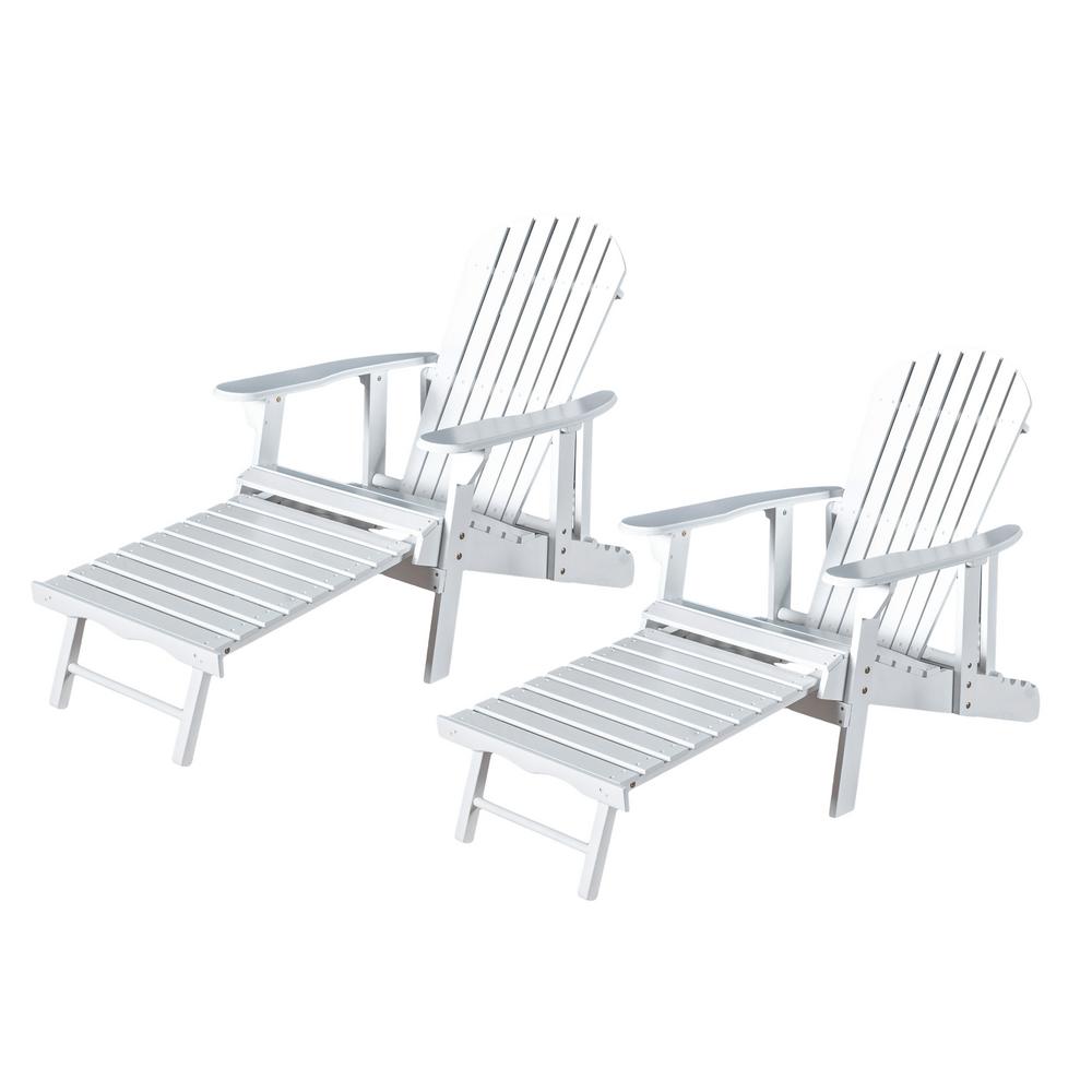 Noble House    Oakley White Reclining Wood Adirondack Chair 