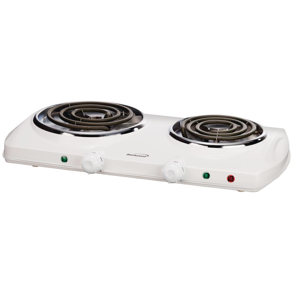 Brentwood 2 Burner 12 In White Hot Plate With Temperature Control