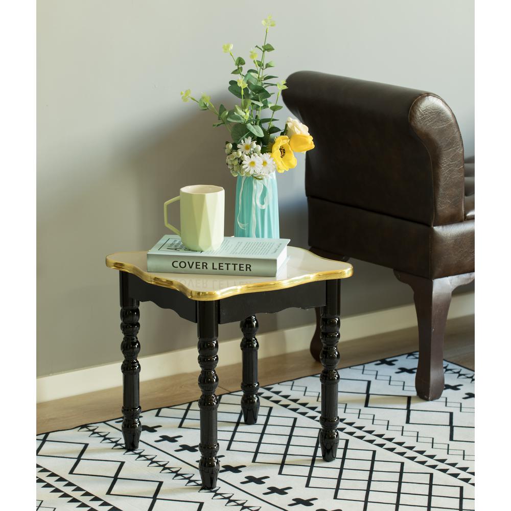 Bold Tones Square Wooden Side Table Living Room Accent End Table Gold Black And White 26 75 In High Qi003777 Wt The Home Depot