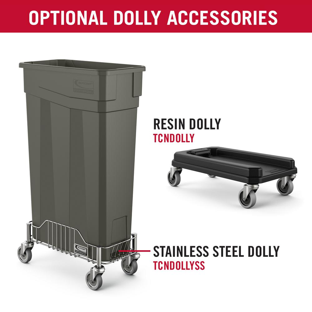 Gray 23 gal Capacity Suncast Commercial TCN2030 Narrow Trash Can Without Handles 30.00 Height x 11.08 Width