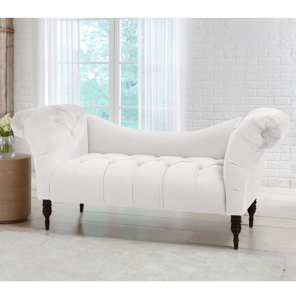 Skyline Furniture Tufted White Chaise Lounge In Mystere Snow Skyline Furniture Tufted White Chaise Lounge In Mystere Snow