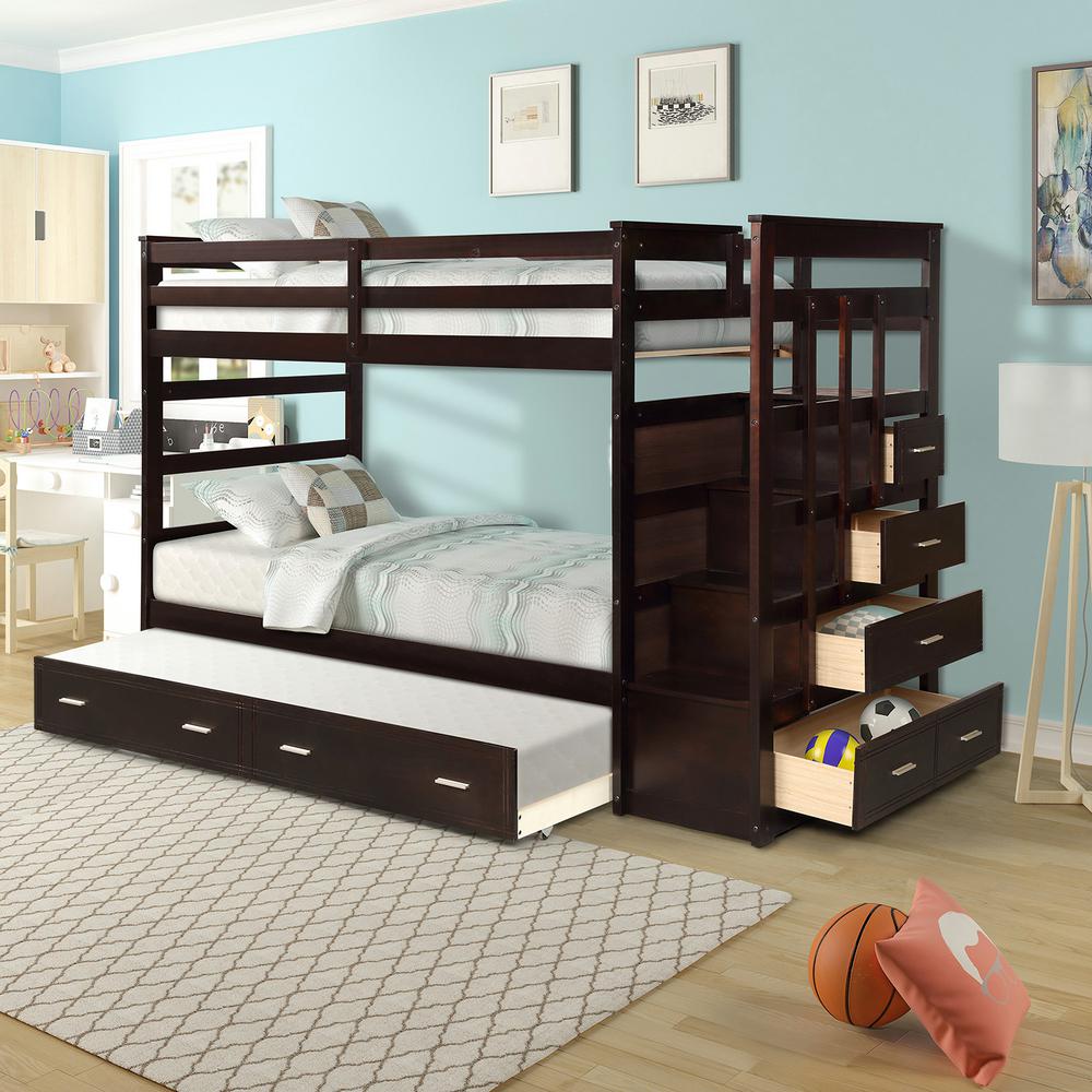 Harper Bright Designs Espresso Twin Over Bunk Bed Harper Bright Designs Espresso Twin Over Bunk Bed