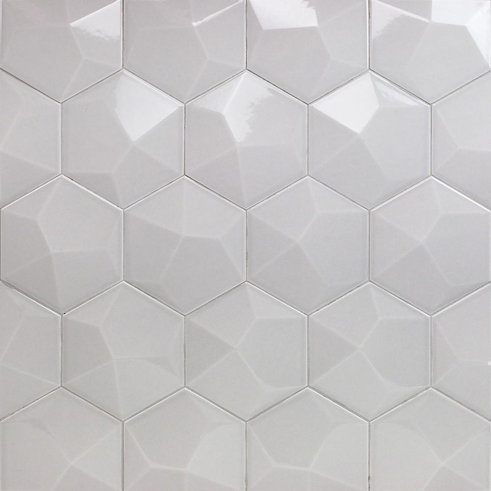 Ivy Hill Tile 5 9 In X 6 96 In Bethlehem 3d Hexagon Pearl Polished Ceramic Wall Tile Sample Ext3rd The Home Depot