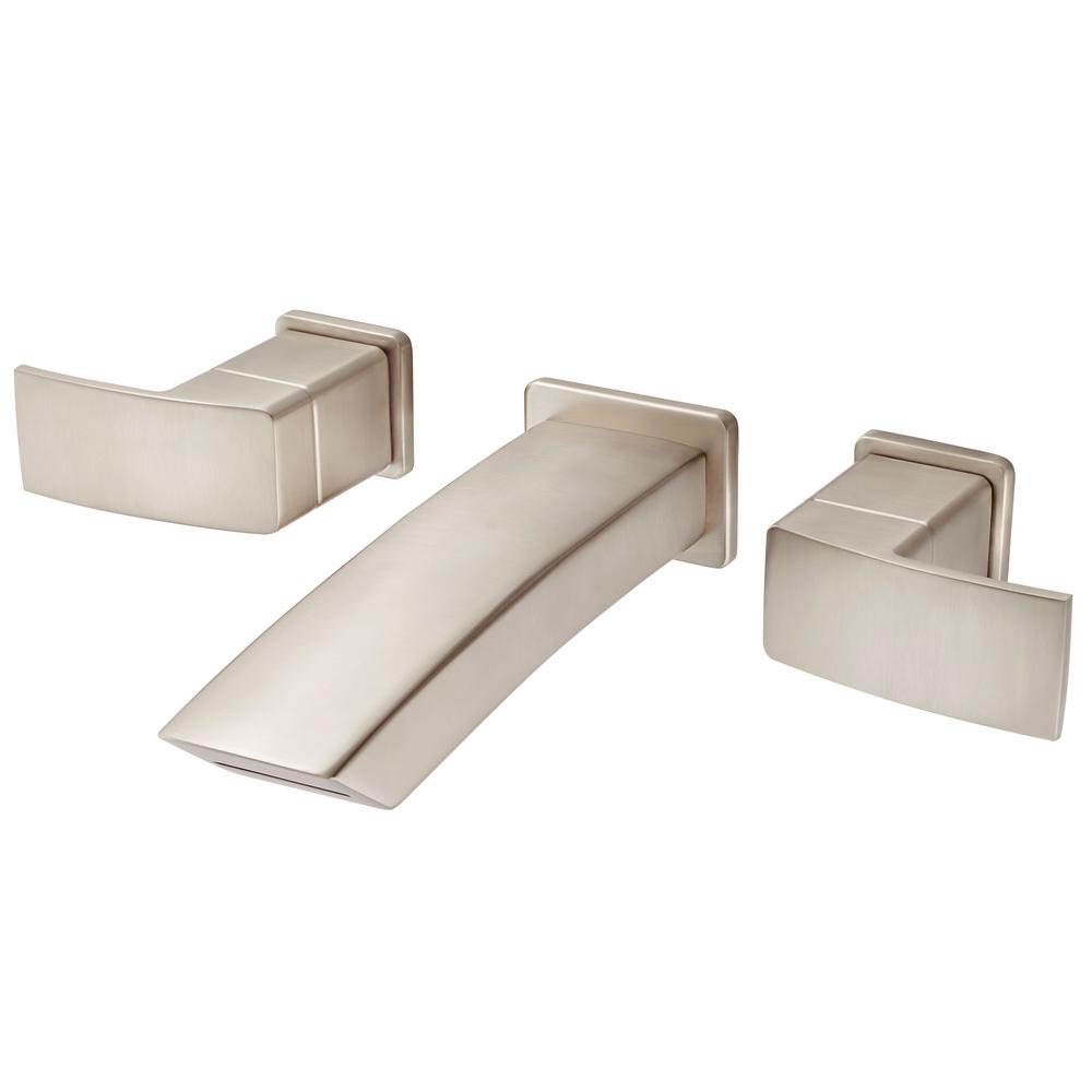 Pfister Kenzo 2-Handle Wall Mount Bathroom Faucet Trim Kit in Brushed Nickel (Valve Not Included)