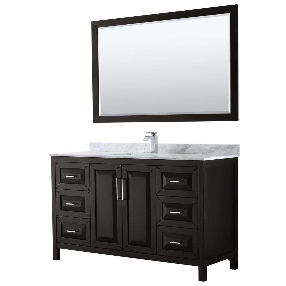 Brown Single Sink 60 Inch Vanities Bathroom Bath Daria 60 In Single Bathroom Vanity Dark Espresso With Marble Top Carrara
