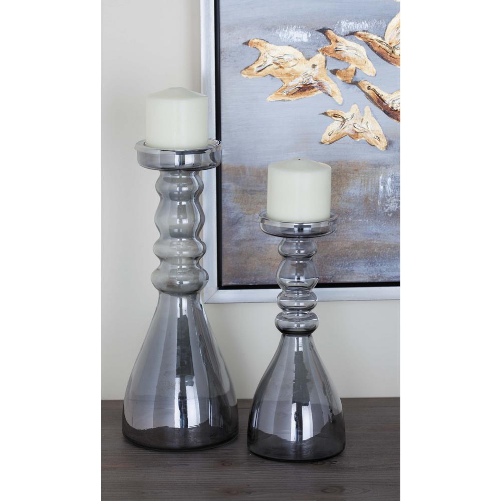 Clear Glass Candle Holders (Set of 2) 24677 The Home Depot