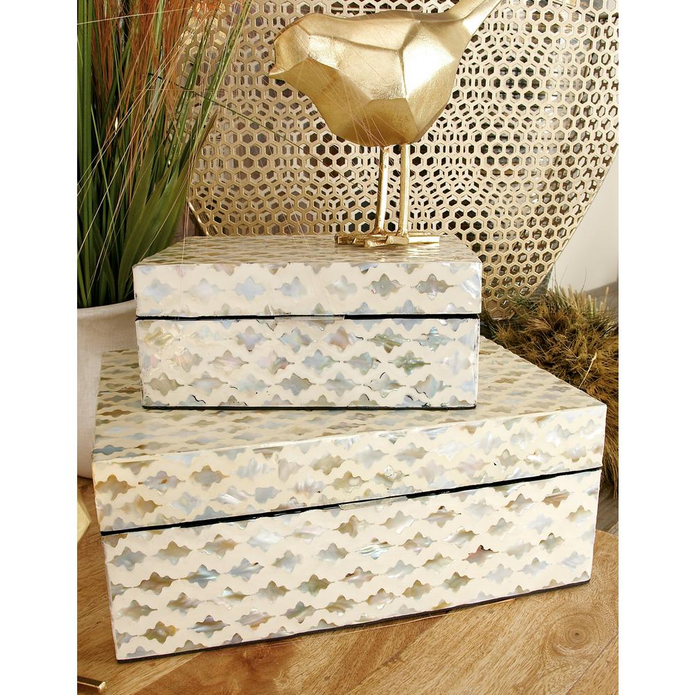 Vintage White ZigZag Patterned MDF Multiple Decorative