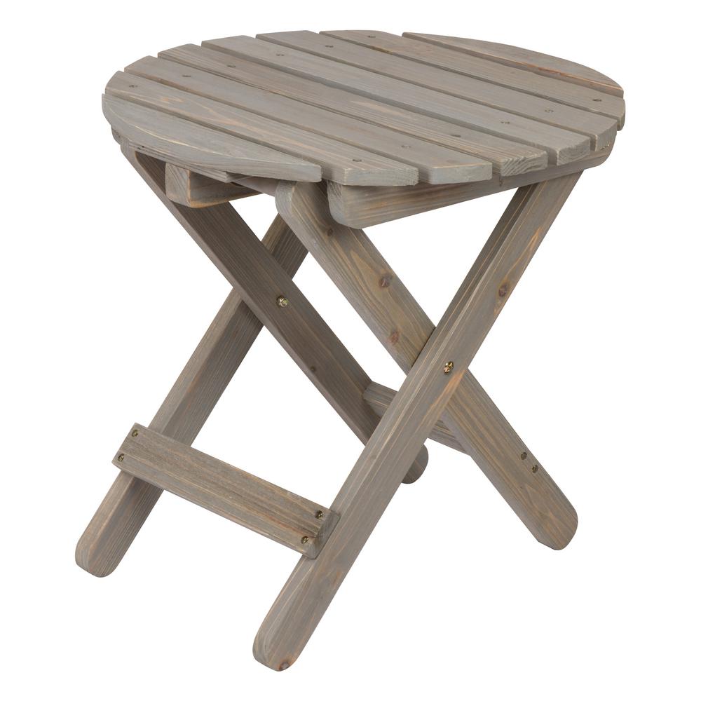 Shine Company Rustic Vintage Gray Round Wood Folding Table