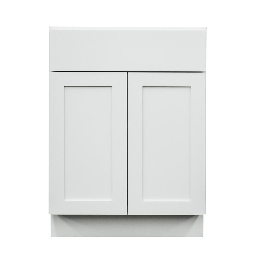 frosted white shaker ii ready to assemble 24x34.5x24 in. 2 door 1 drawer  base cabinet