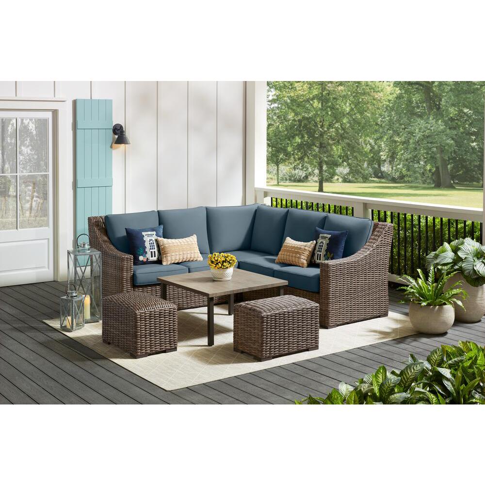 Hampton Bay Rock Cliff 6Piece Brown Wicker Outdoor Patio Sectional
