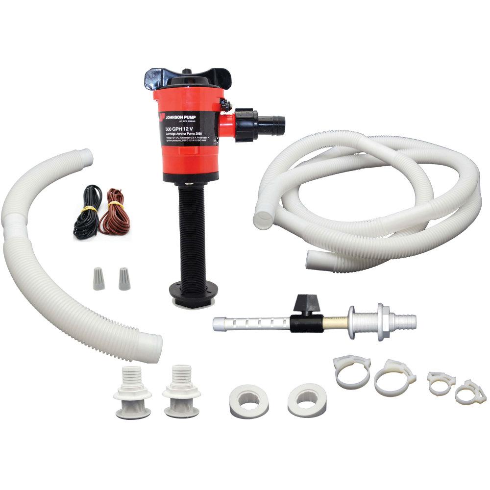 JOHNSON PUMP TWIN PORT 500 GPH LIVEWELL AERATING PUMP 12V