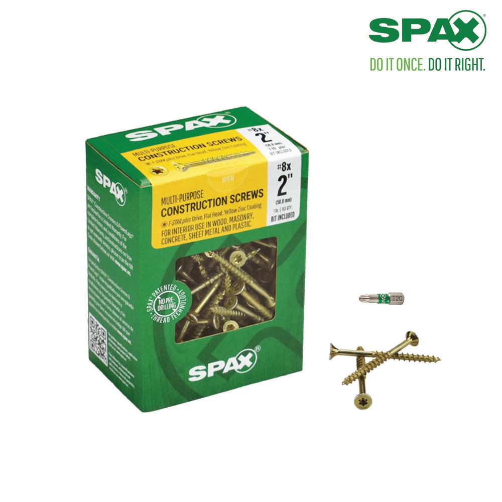 SPAX 8 x 2 in. TStar Drive FlatHead Partial Thread Yellow Zinc Coated MultiMaterial Screw