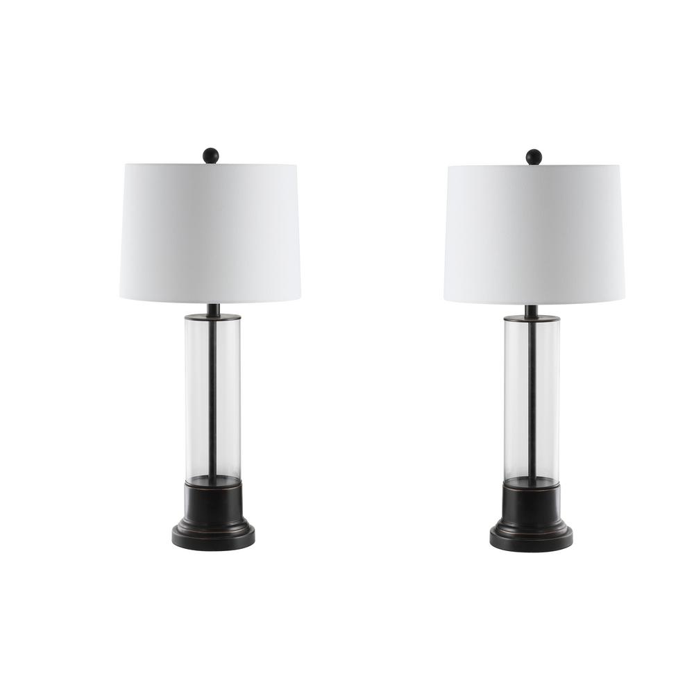 Safavieh Jayse 30 5 In Black Clear, Black Table Lamp With White Shade