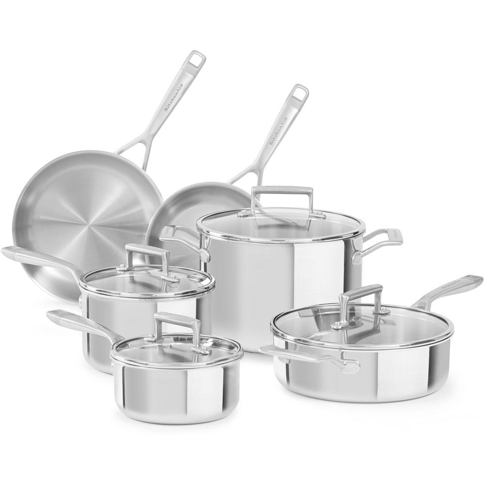 10 Piece Stainless Steel Cookware Set With Lids