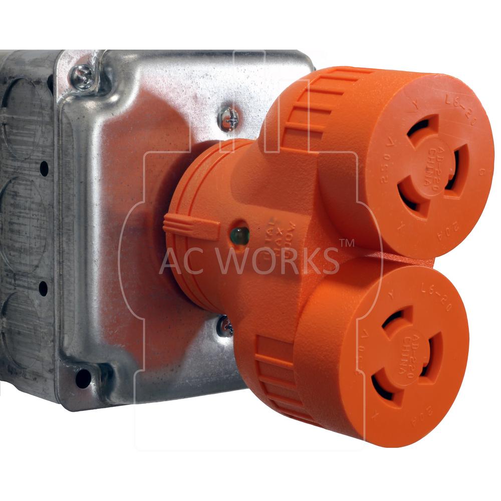 Compact Industrial//Generator Adapter NEMA L14-20P to NEMA L6-20R by AC WORKS™