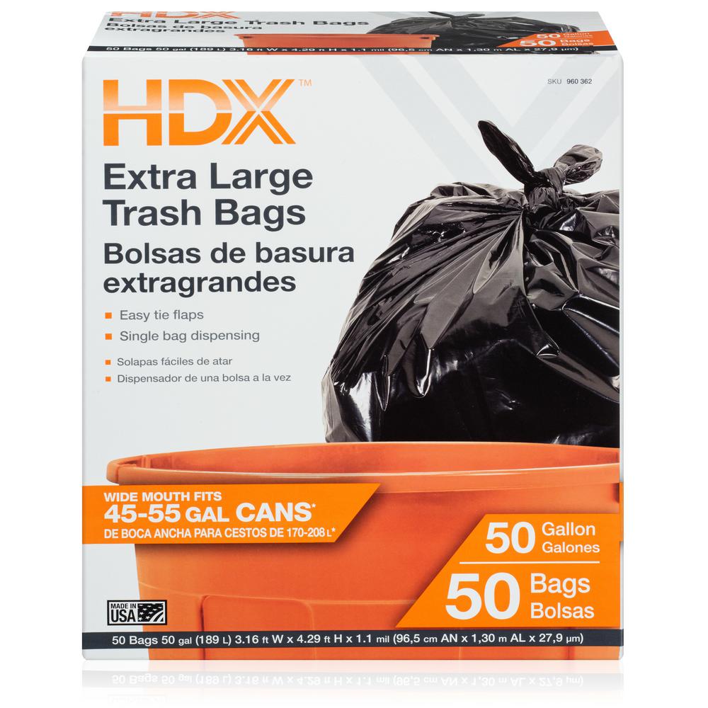 50 Gal. Black Extra Large Trash Bags 