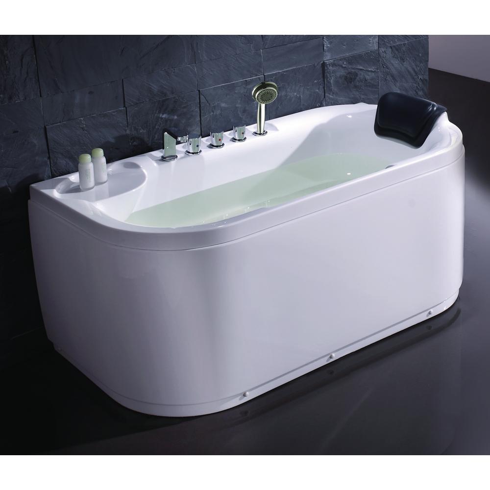 EAGO LK1103-L 59 in. Acrylic Flatbottom Bathtub in White-LK1103-L - The ...