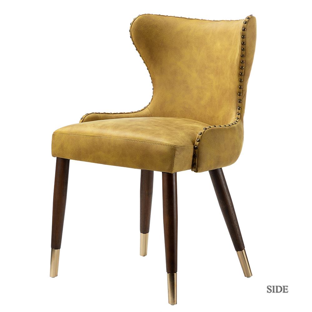 JAYDEN CREATION Hepburn Mustard Nailhead Accent Dining Chair Set Of 2