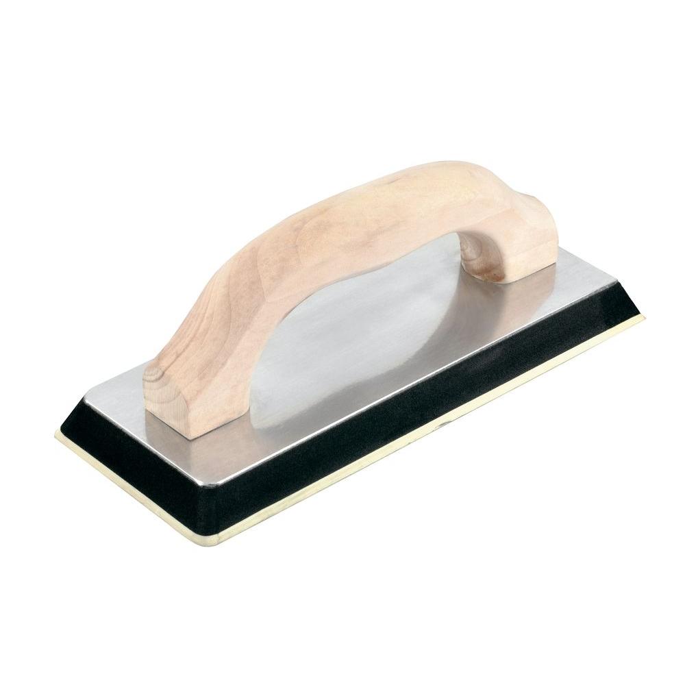 4 in. x 9-1/2 in. Gum Rubber Grout Float with Traditional Wooden Handle and Non-Stick Gum Rubber