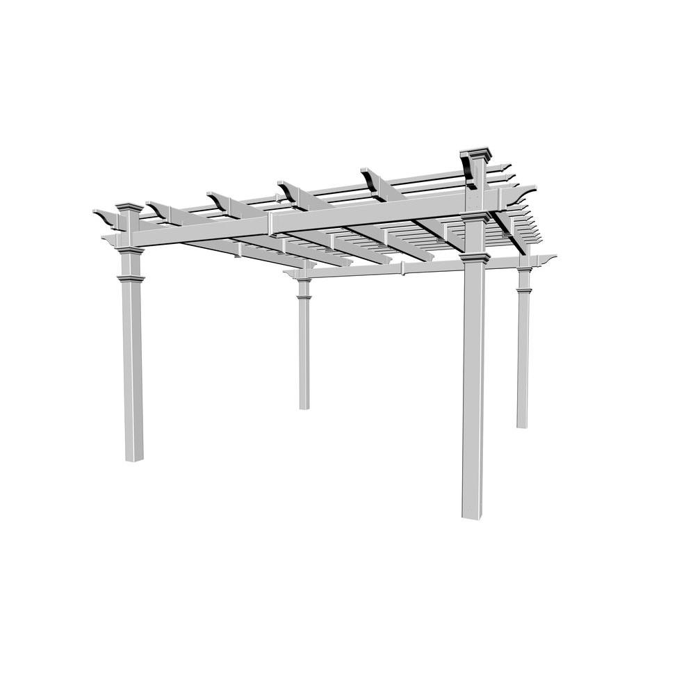 New England Arbors Regency 12 ft. x 12 ft. White Vinyl Pergola-VA42055