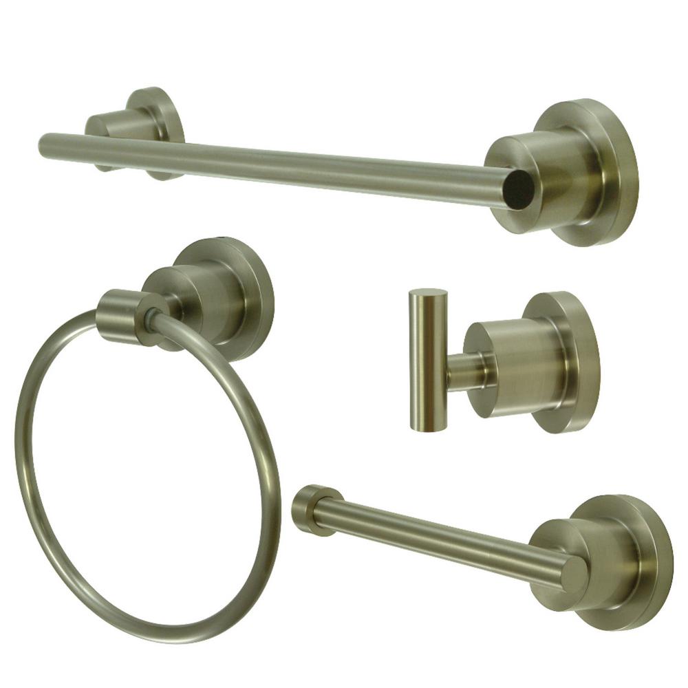 Kingston Brass Modern 4Piece Bath Hardware Set in Brushed Nickel