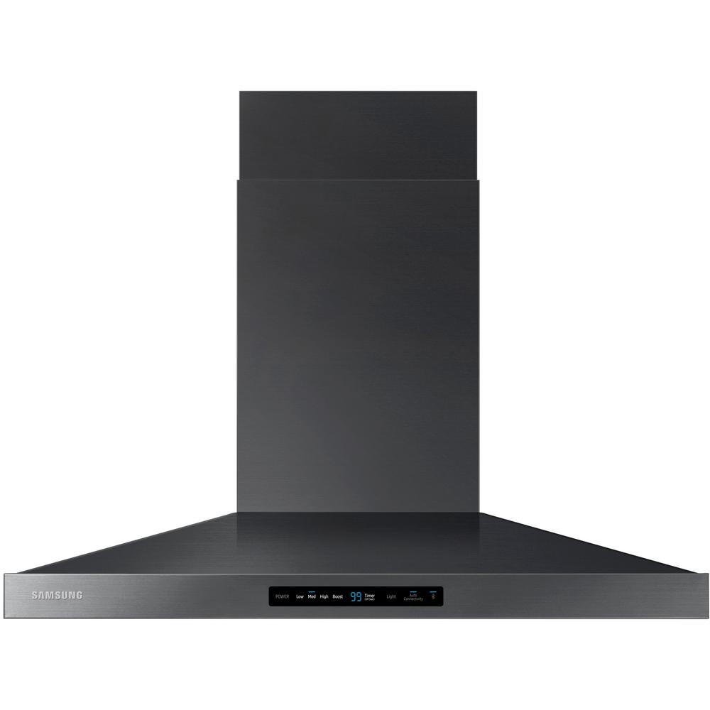 36 in. Wall Mount Range Hood Touch Controls, Bluetooth Connected, LED Lighting in Fingerprint Resistant Black Stainless