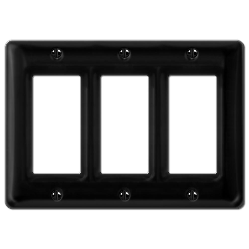 Amerelle Allena Ceramic 3 Decora Wall Plate Black 3020RRRBK The Home   Black Amerelle Rocker Light Switch Plates 3020rrrbk 64 300 