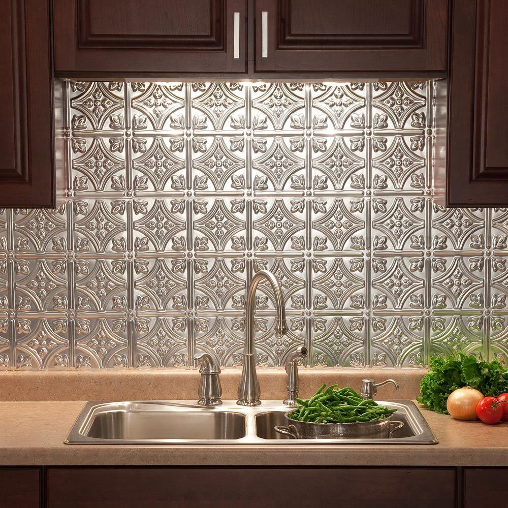 Fasade 24 in. x 18 in. Traditional 1 PVC Decorative Backsplash Panel in ...