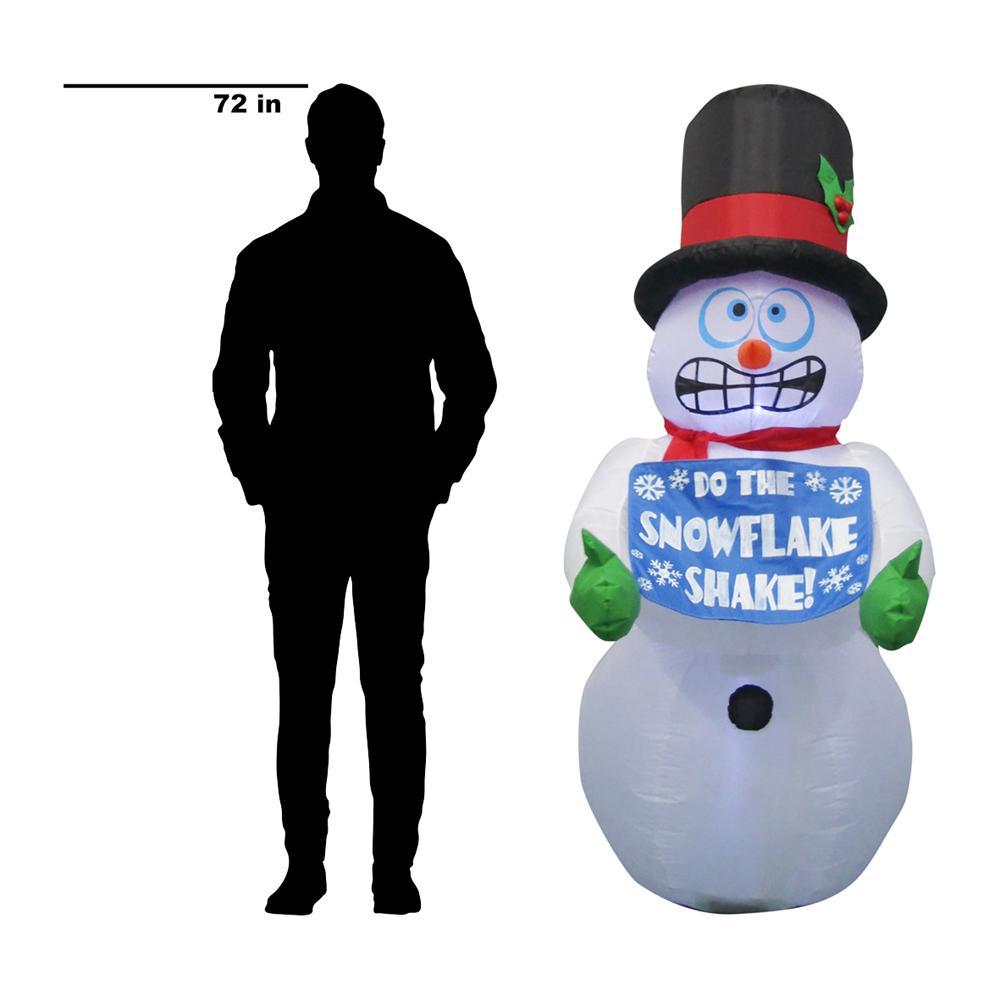 Home Accents Holiday 6 ft Pre-lit Inflatable Shivering Snowman Airblown