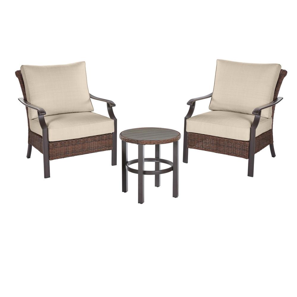 Hampton Bay Harper Creek 3 Piece Brown Steel Outdoor Patio Chair