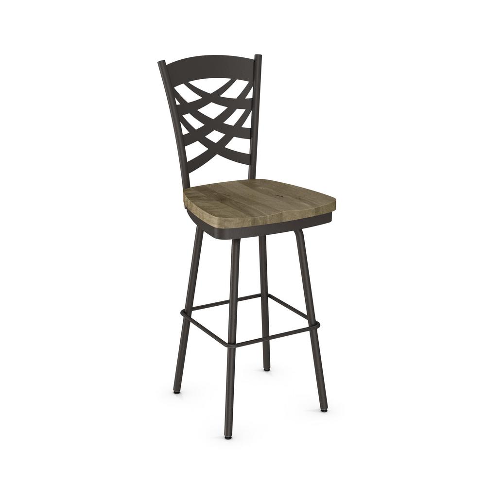 Weaver 30 In Dark Brown Metal Beige Wood Barstool 41277 7586 Dark Brown Metal Beige Wood Barstool