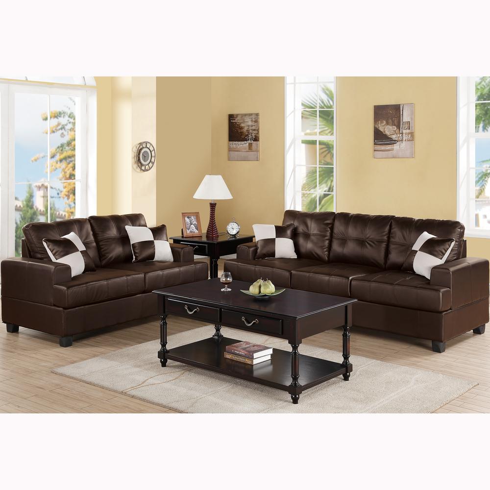Venetian Worldwide Lazio 2 Piece Espresso Sofa Set Bonded Leather Venetian Worldwide Lazio 2 Piece Espresso Sofa Set Bonded Leather